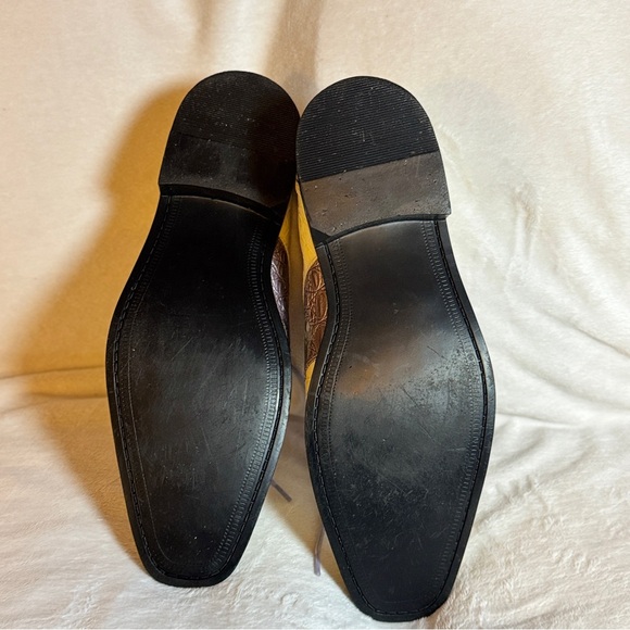 SIO Cream & Gray Croc-Embossed Leather Classy Dress Shoes Square Toe Men’s 11 - Picture 7 of 7